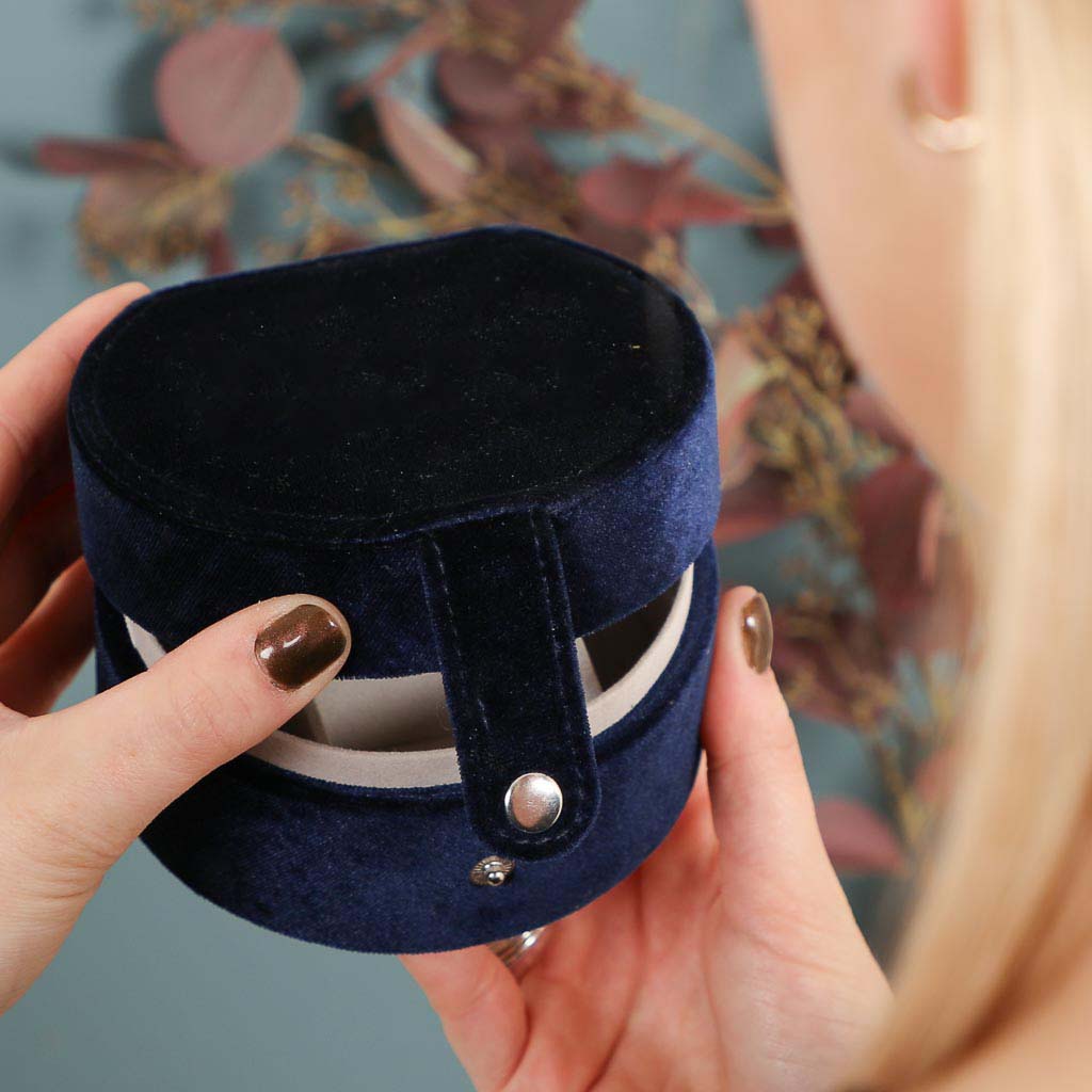Sapphire Blue Velvet Jewellery Box