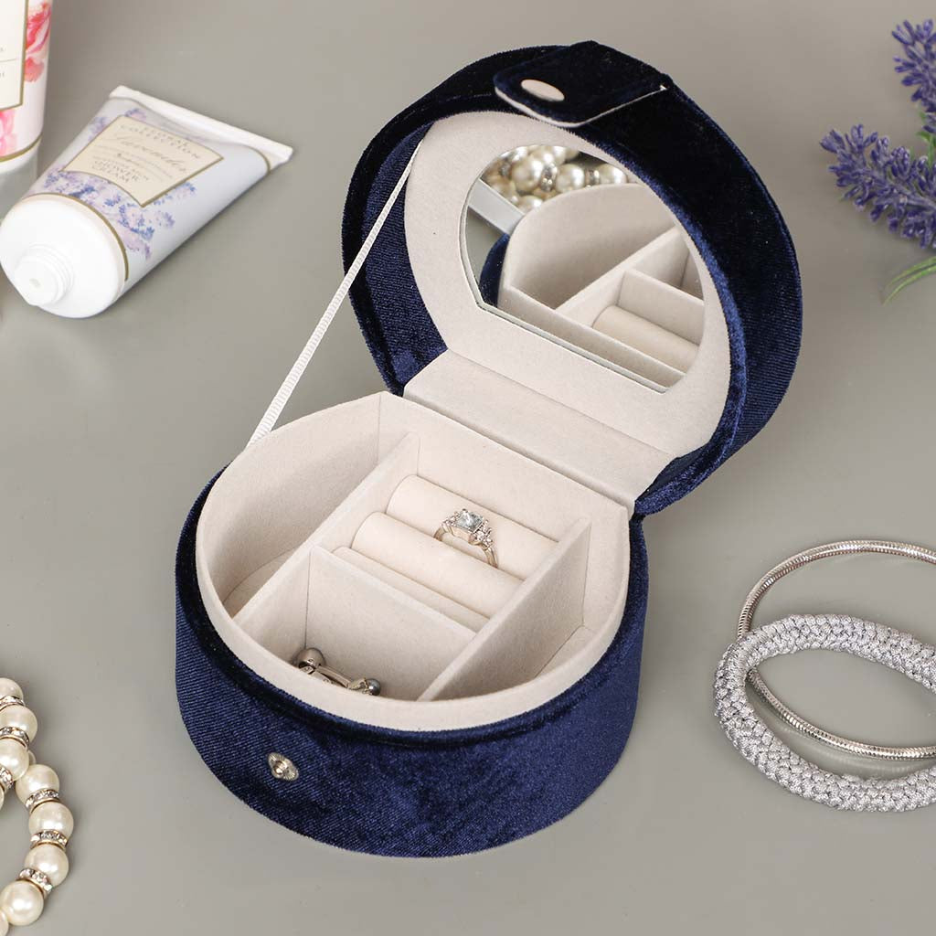 Sapphire Blue Velvet Jewellery Box