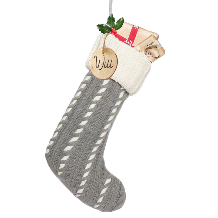 Personalised Grey Chunky Knit Christmas Stocking
