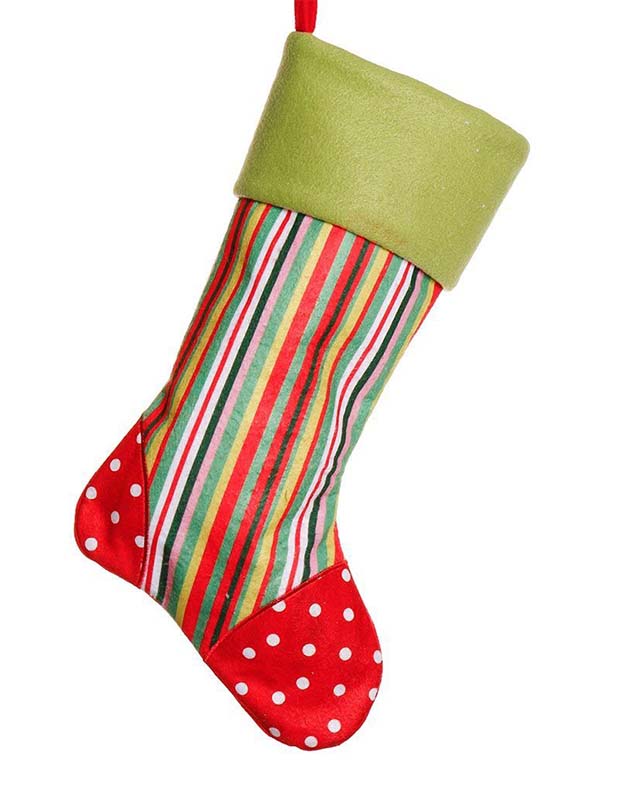 Bright Polka Dot and Stripes Christmas Stockings