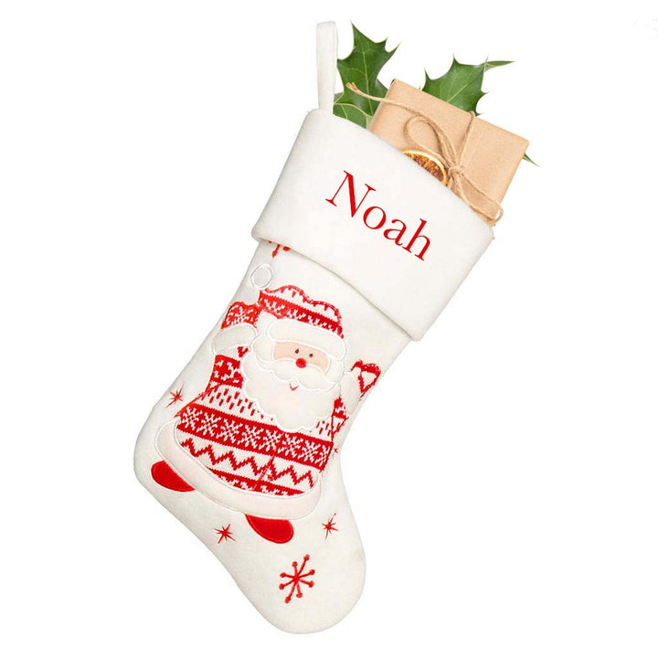 Personalised Snowy Santa Children's Christmas Stocking