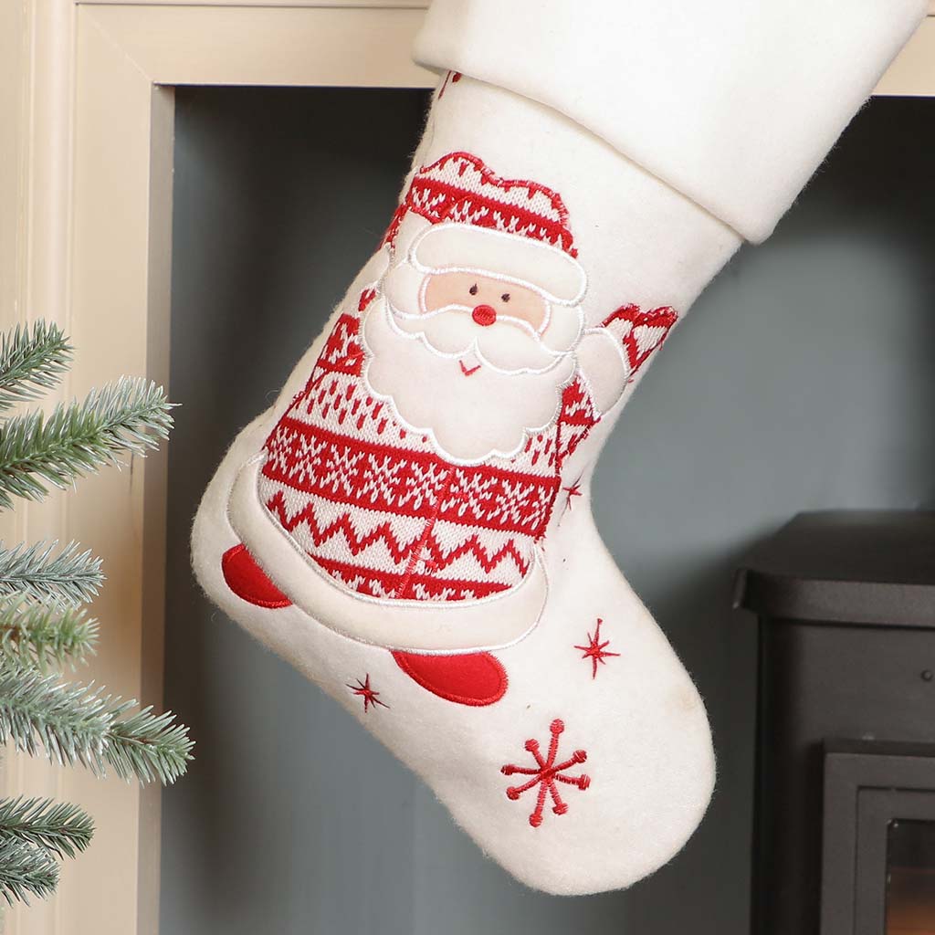 Personalised Snowy Santa Children's Christmas Stocking