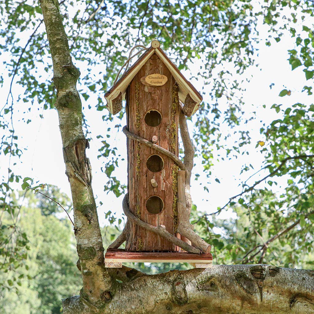 Personalised Natural Wooden Bark Bird House
