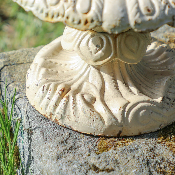 Ivory White Ornate Bird Bath