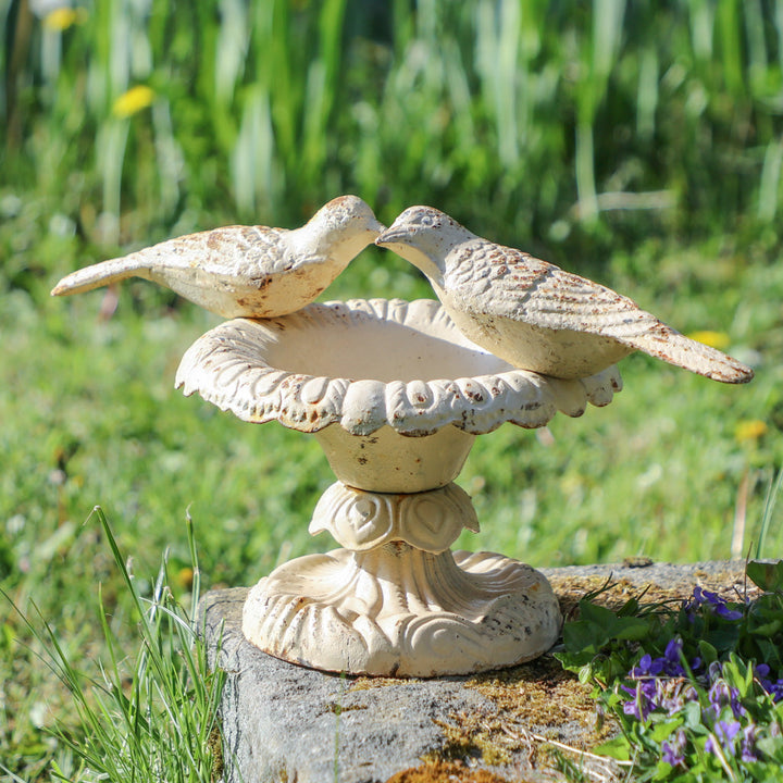 Ivory White Ornate Bird Bath
