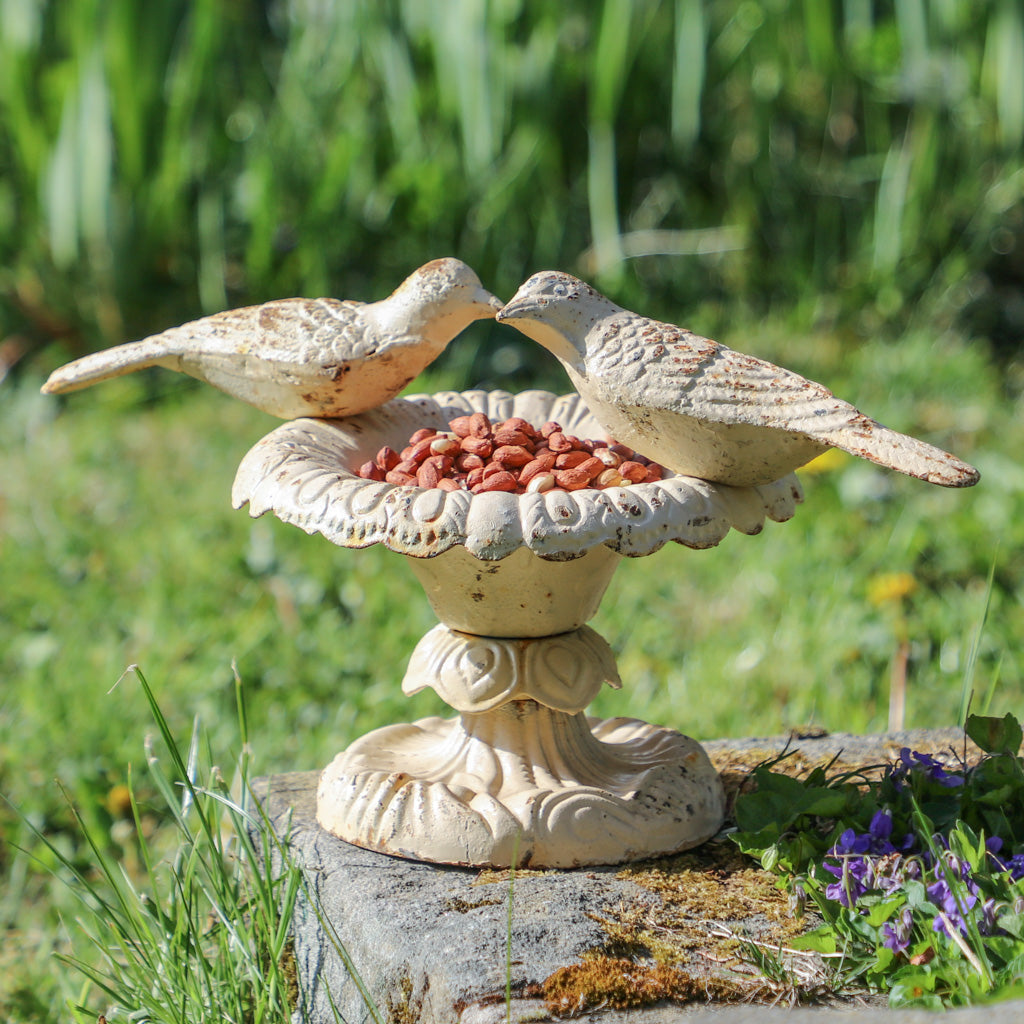 Ivory White Ornate Bird Bath