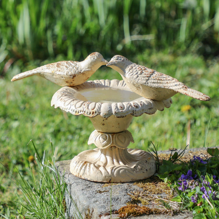 Ivory White Ornate Bird Bath