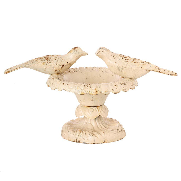 Ivory White Ornate Bird Bath
