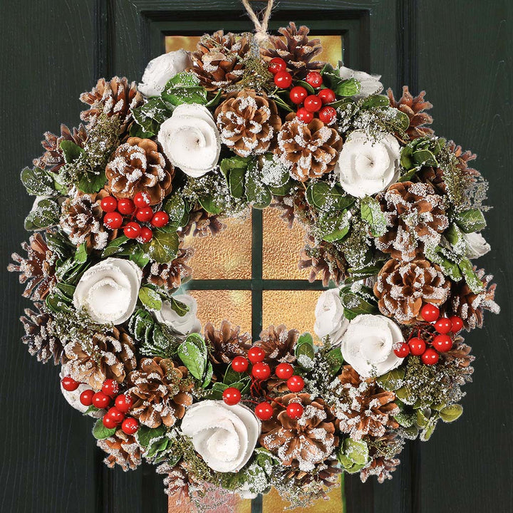 white frosted Christmas Wreath