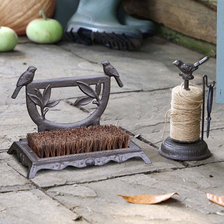 Garden Birds Boot Brush and Twine Dispenser