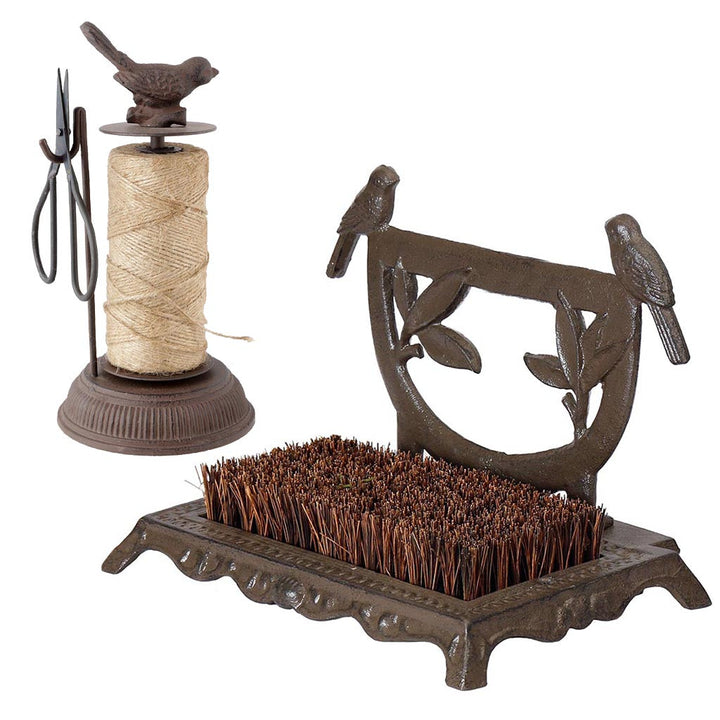 Garden Birds Boot Brush and Twine Dispenser