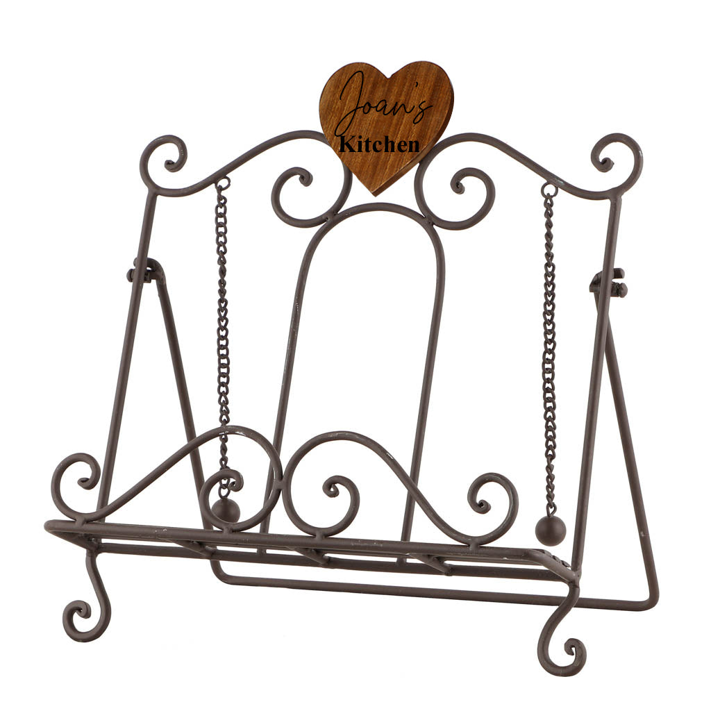 Antique Brown Iron Cookbook Stand with Heart