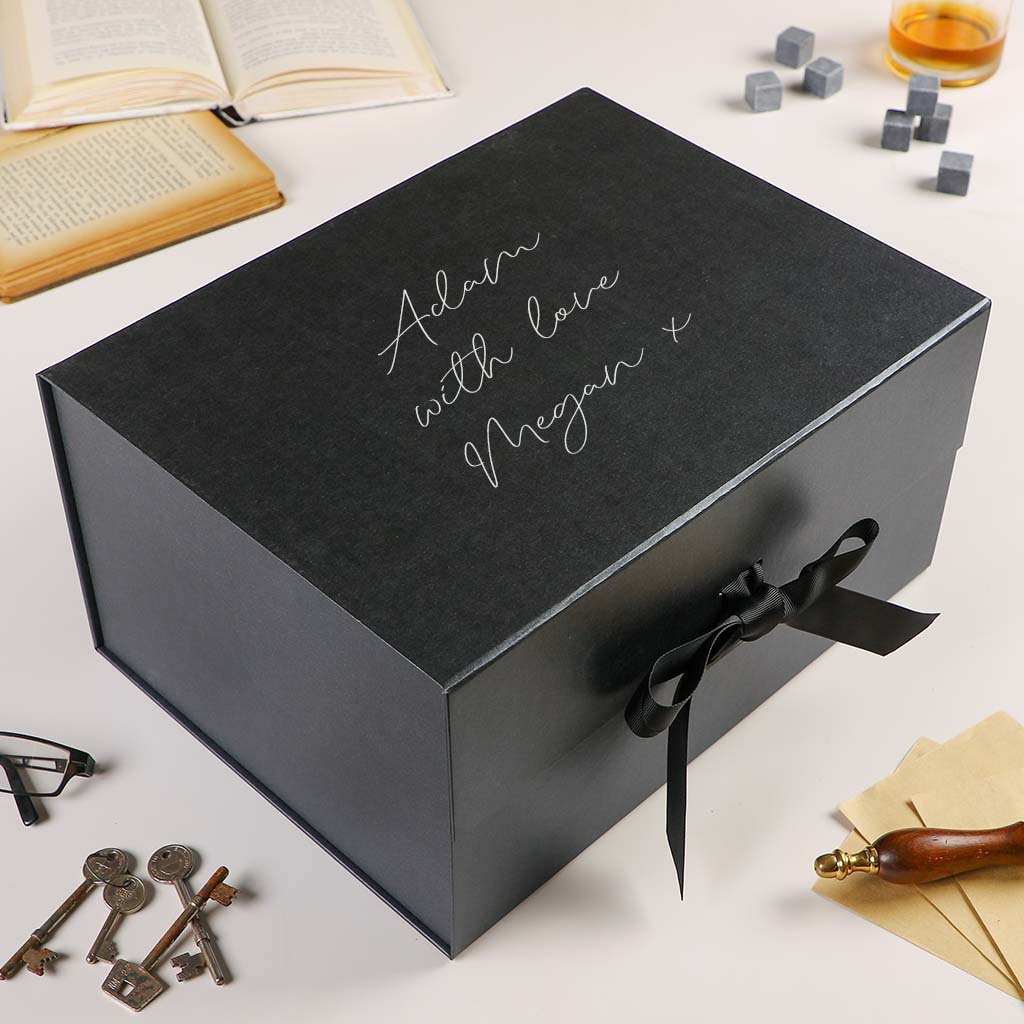 Black A4 Deep Personalised Wedding Anniversary Gift Box