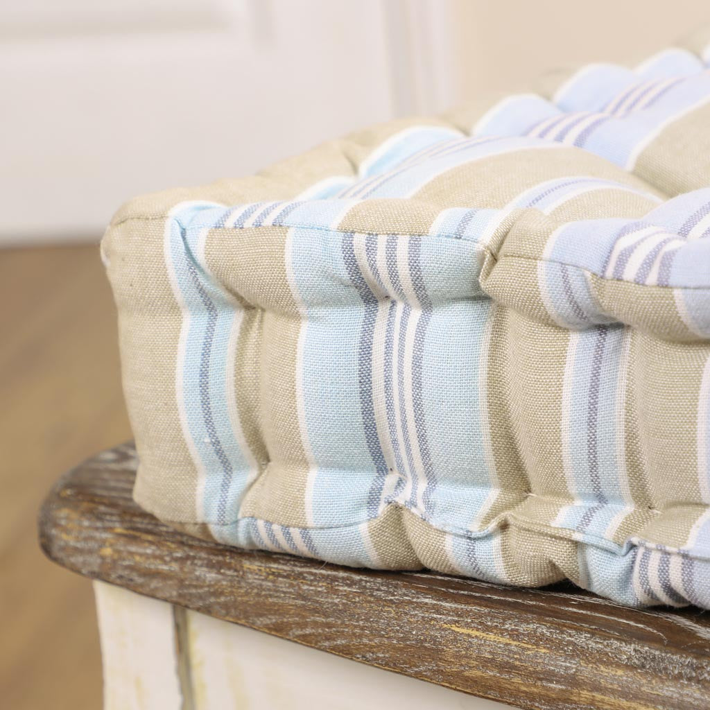 Set of 2 Oxford Blue Stripe Cushion Seat Pads