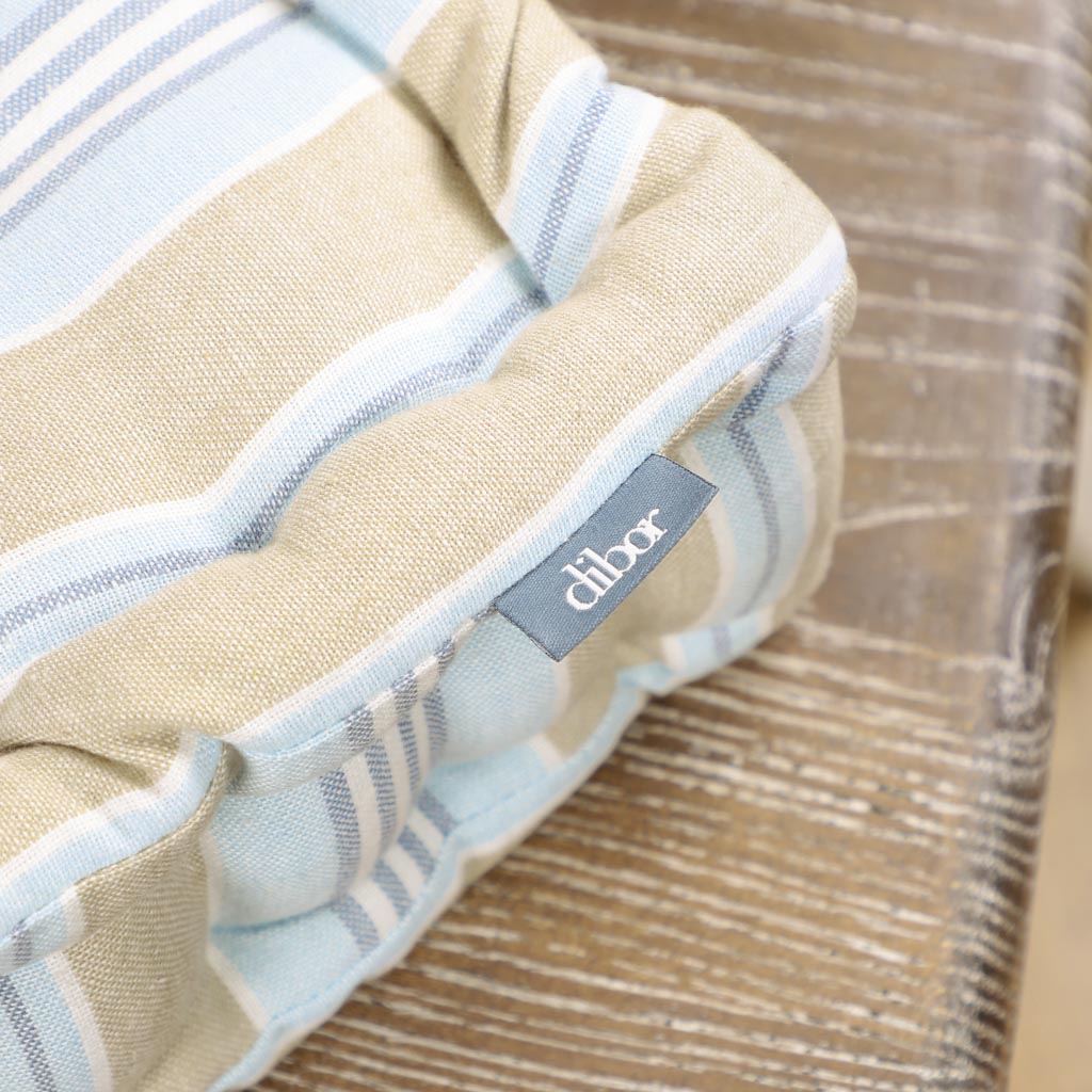 Set of 2 Oxford Blue Stripe Box Cushion Seat Pads