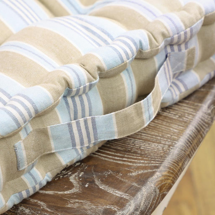 Set of 2 Oxford Blue Stripe Cushion Seat Pads