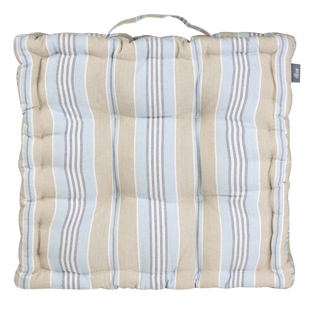 Set of 2 Oxford Blue Stripe Box Cushion Seat Pads