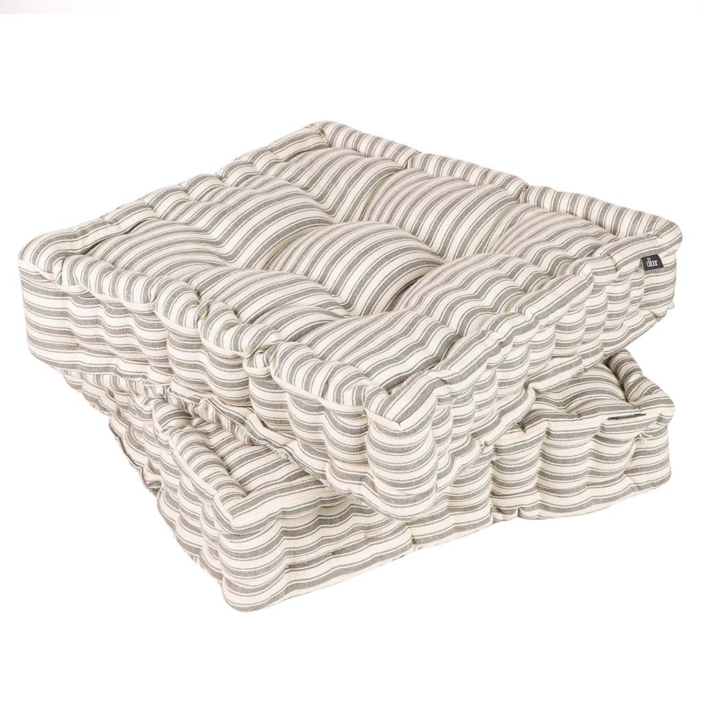 Seat Pads - Set of 2 Grey Stripe Cushion Seat Pads