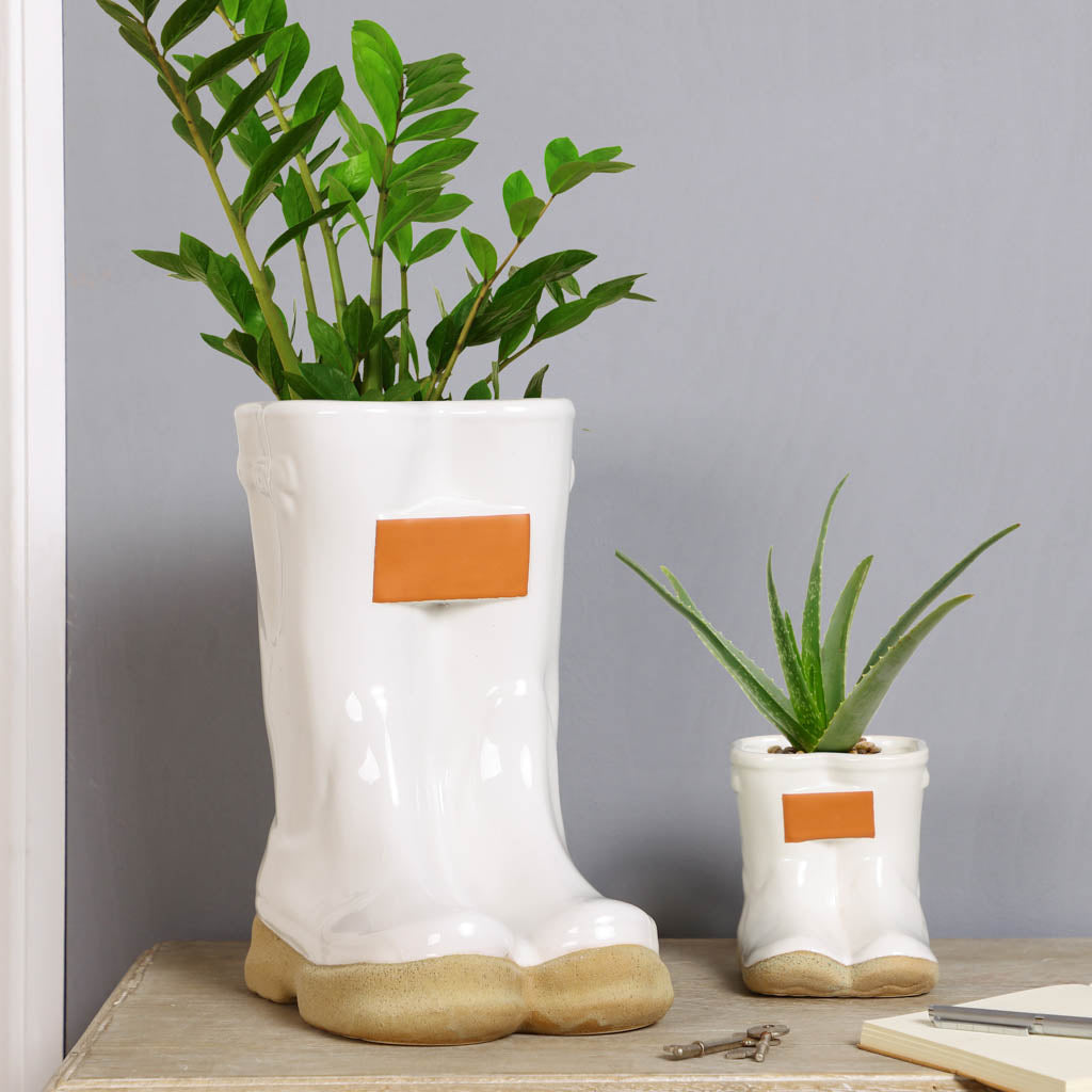 Personalised You and Me White Wellington Planter Gift Set