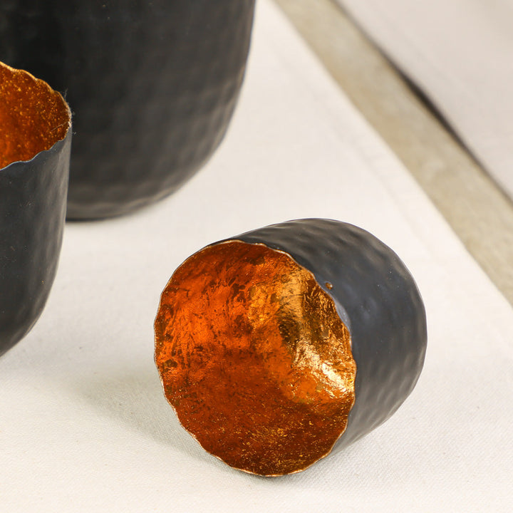 Set of 3 Black and Copper Succulent  Plant Pots