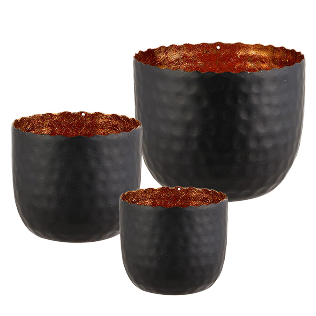 Black and copper tealight holders