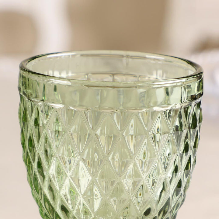 Green Diamond Embossed Coloured Wine Glass Goblets