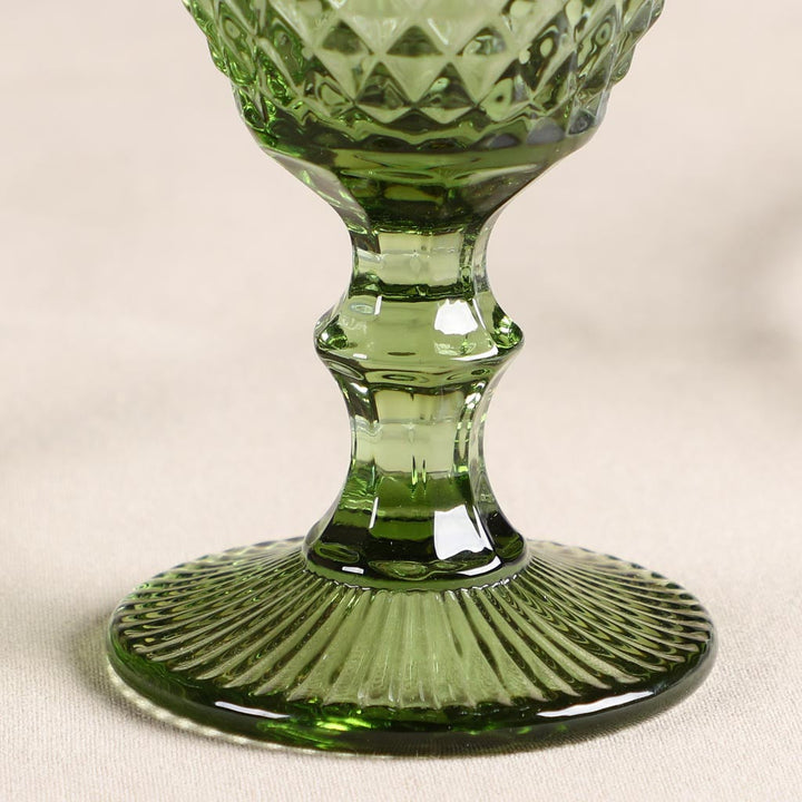 Green Diamond Embossed Coloured Wine Glass Goblets