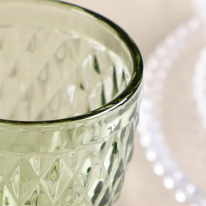 Green Diamond Embossed Coloured Wine Glass Goblets