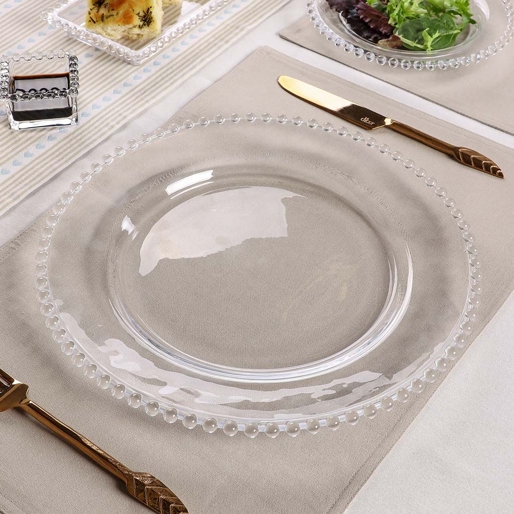 Bella Perle Beaded Glass Charger Plate