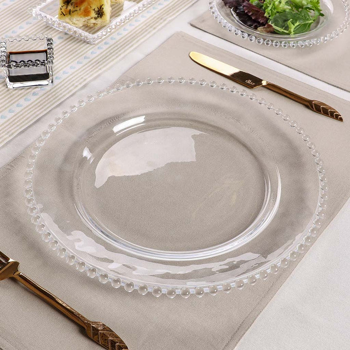 Bella Perle Beaded Glass Charger Plate