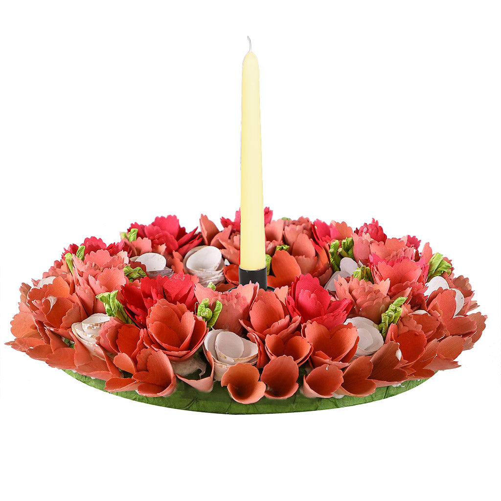Rosewood Bloom Table Centrepiece Wreath Candle Holder
