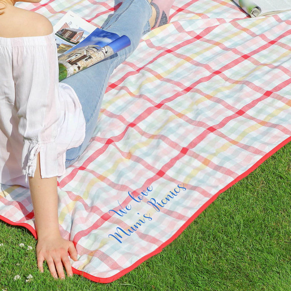 Personalised Family Size Pink Picnic Blanket