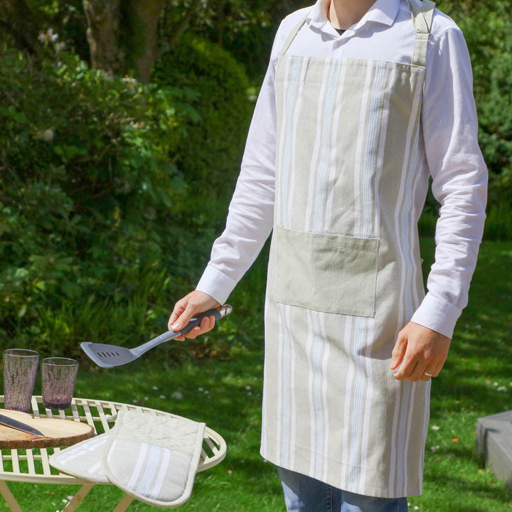 Millstone Blue Striped Cotton Barbecue Apron