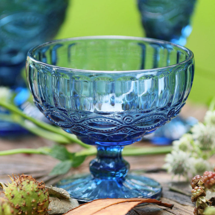Set of 4 Aurielle Sapphire Blue Glass Dessert Bowls
