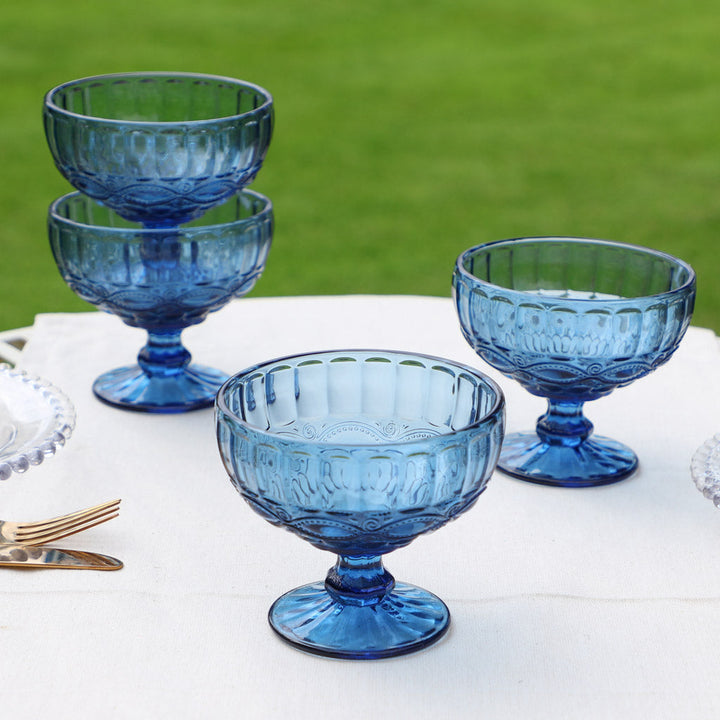 Set of 4 Aurielle Sapphire Blue Glass Dessert Bowls