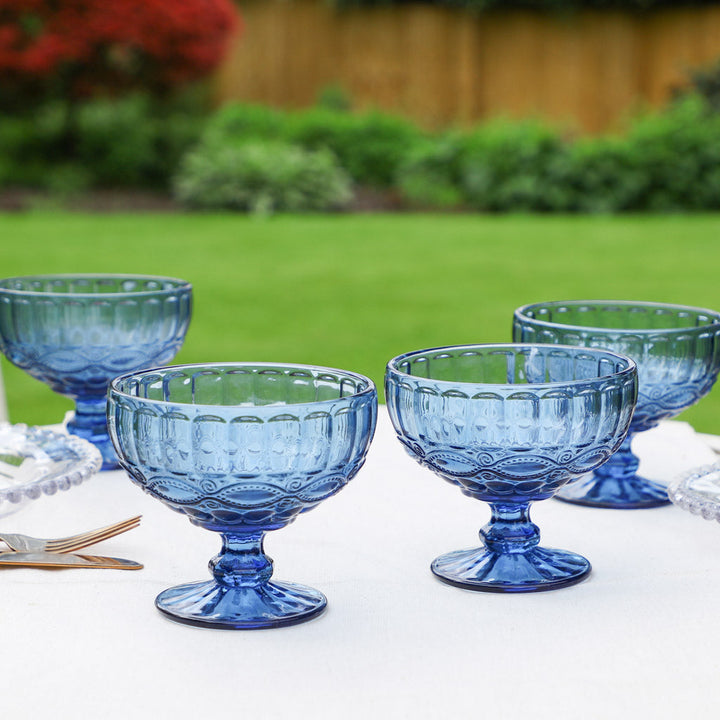 Set of 4 Aurielle Sapphire Blue Glass Dessert Bowls