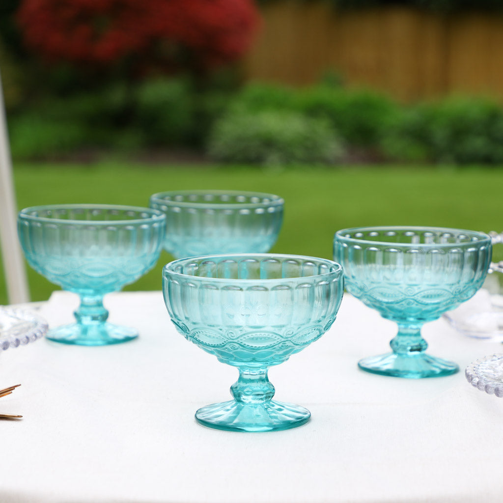 Set of 4 Aurielle Turquoise Blue Glass Dessert Bowls