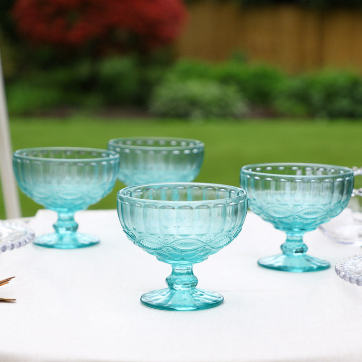 Set of 4 Aurielle Turquoise Blue Glass Dessert Bowls