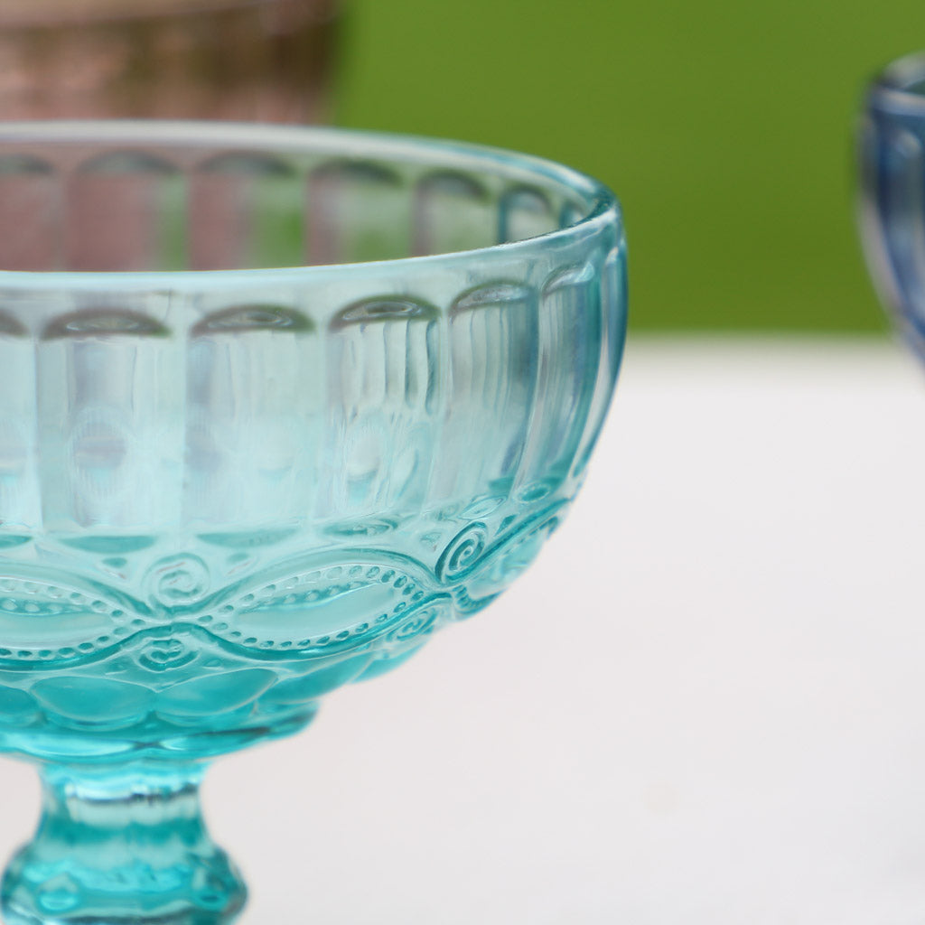 Set of 4 Aurielle Turquoise Blue Glass Dessert Bowls
