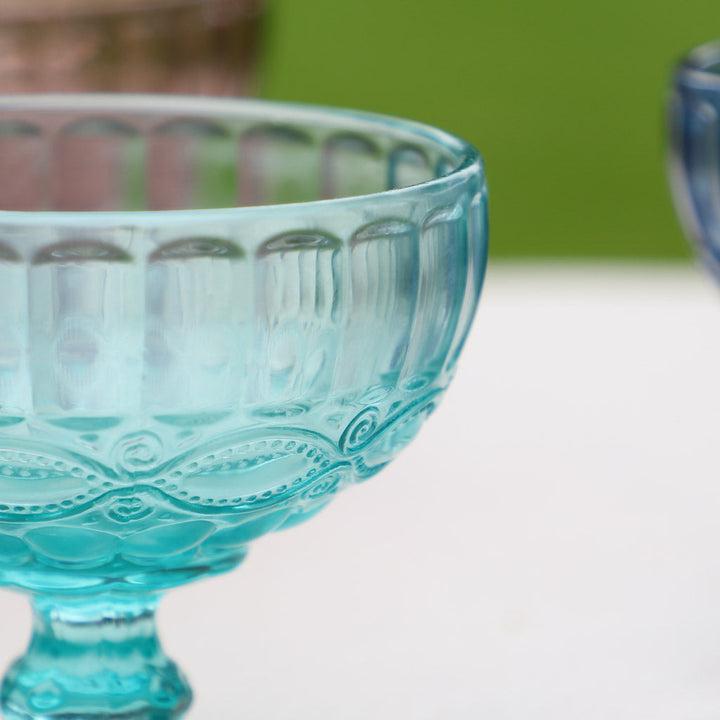 Set of 4 Aurielle Turquoise Blue Glass Dessert Bowls