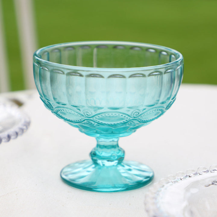 Set of 4 Aurielle Turquoise Blue Glass Dessert Bowls