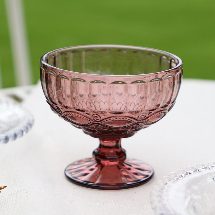 Set of 4 Aurielle Amethyst Pink Glass Dessert Bowls
