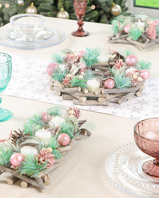 pink sparkle christmas candle centrepiece