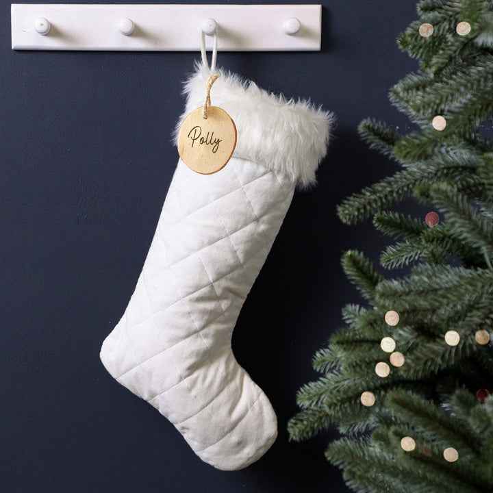 Personalised Quilted White Christmas Stocking