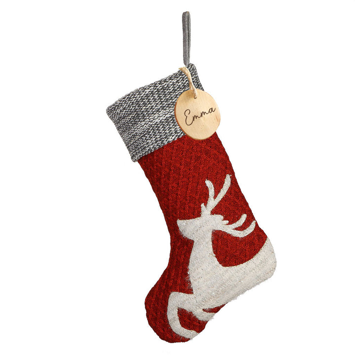 Personalised Reindeer Chunky Knitted Christmas Stocking