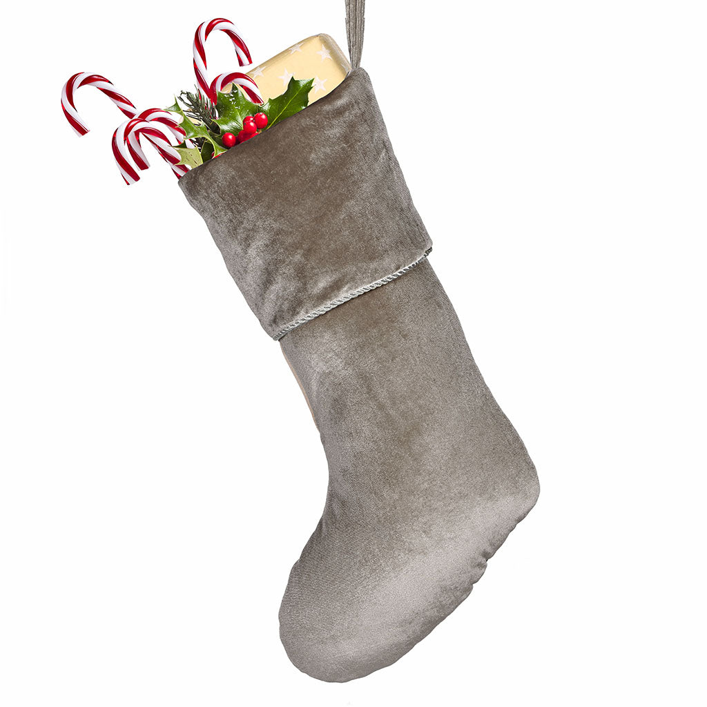Knightsbridge Silver Grey Velvet Christmas Stocking