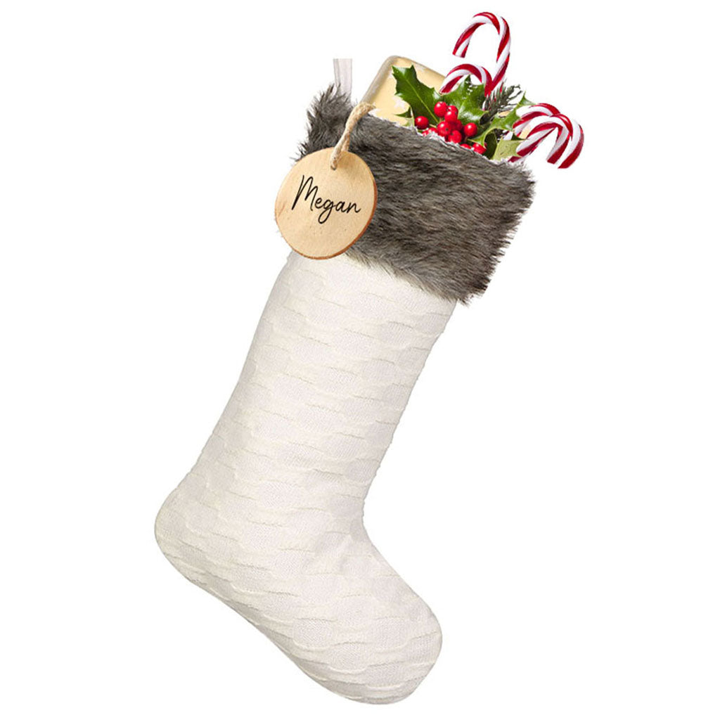 Personalised Nordic Knit White Christmas Stocking