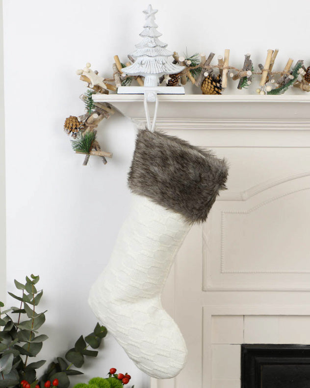 Nordic Knit White Christmas Stocking