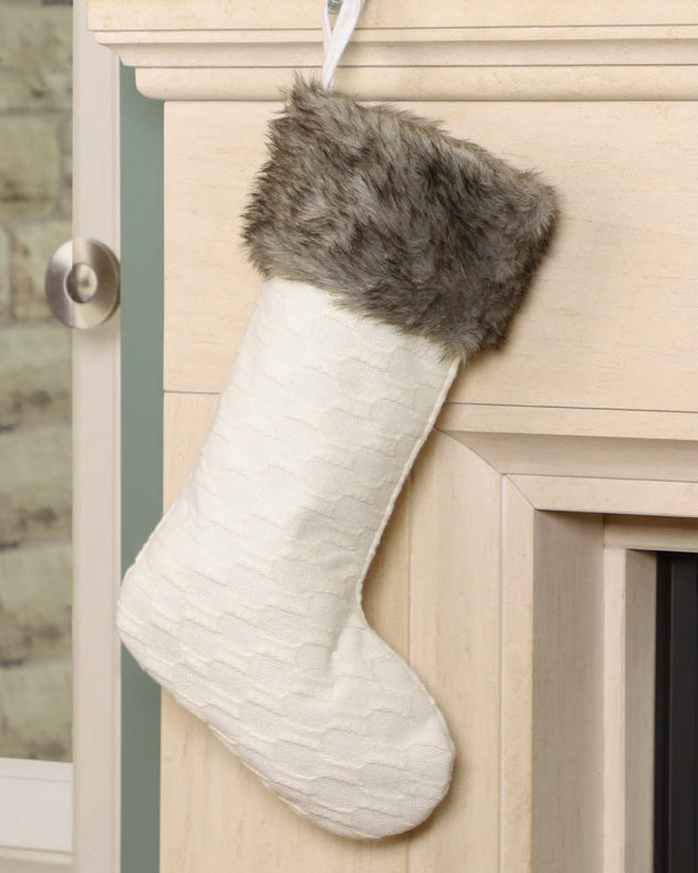 Nordic Knit White Christmas Stocking