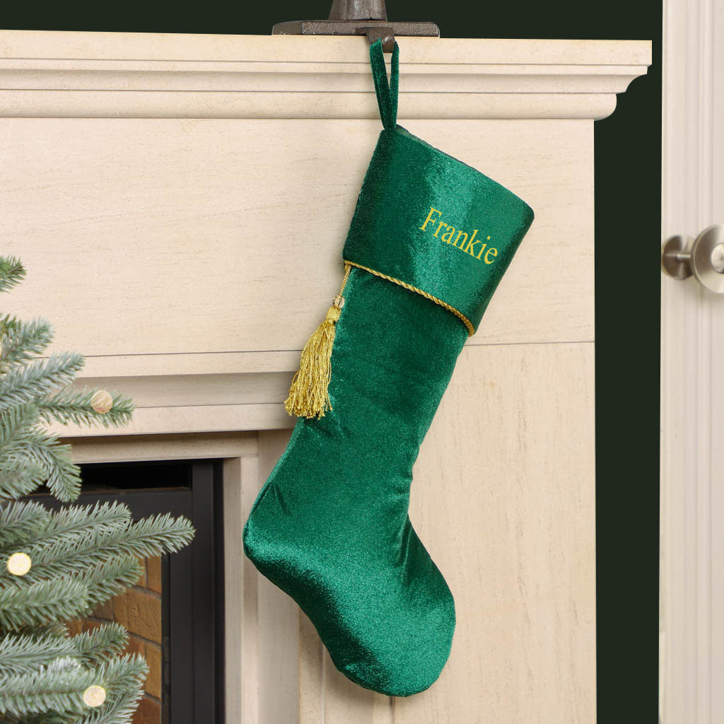 Personalised Kensington Green Velvet Christmas Stocking
